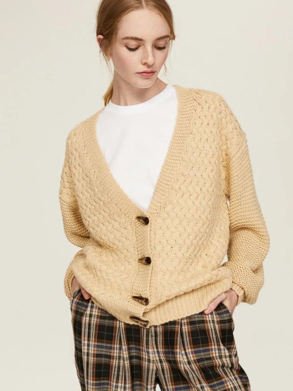 PAMELA LOVE X RTR Women's Beige Cardigan Size S